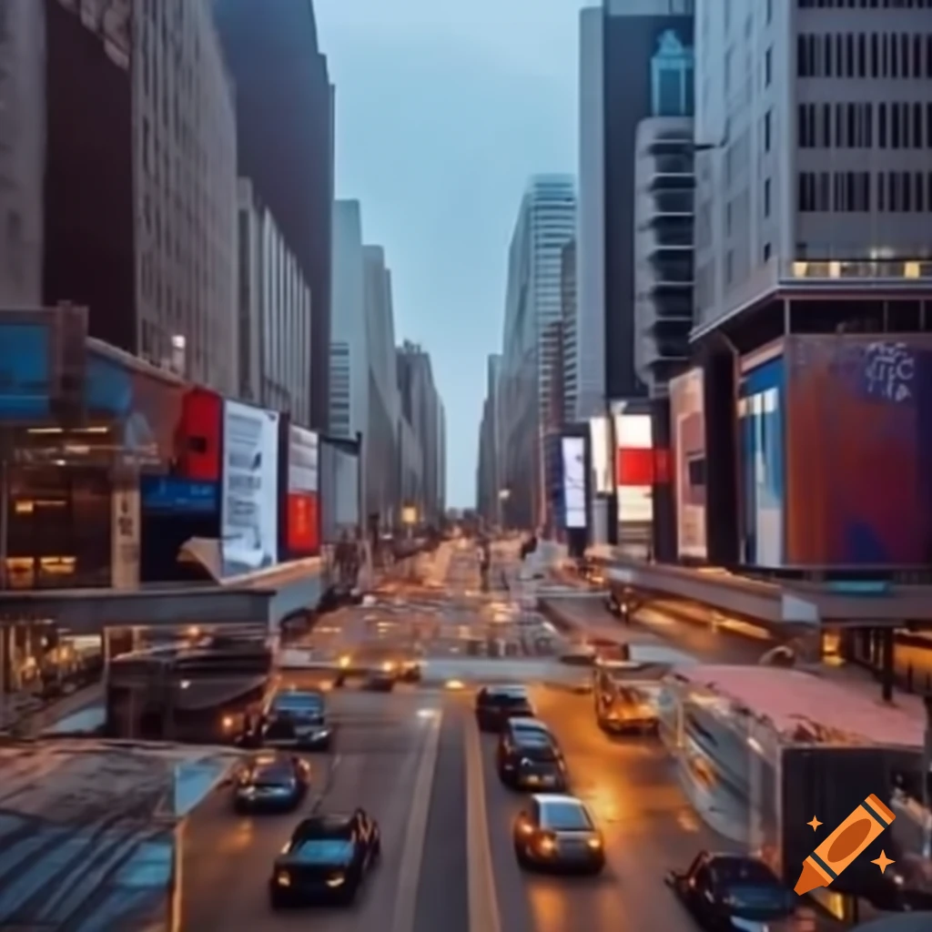 Urban landscape showcasing diverse buildings and streets
