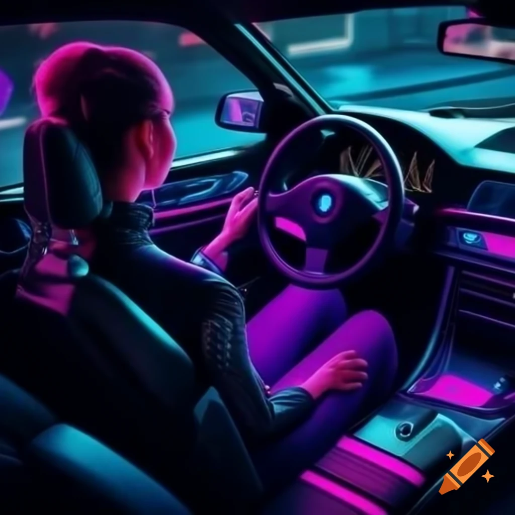 Cyberpunk-inspired BMW E36 with neon colors