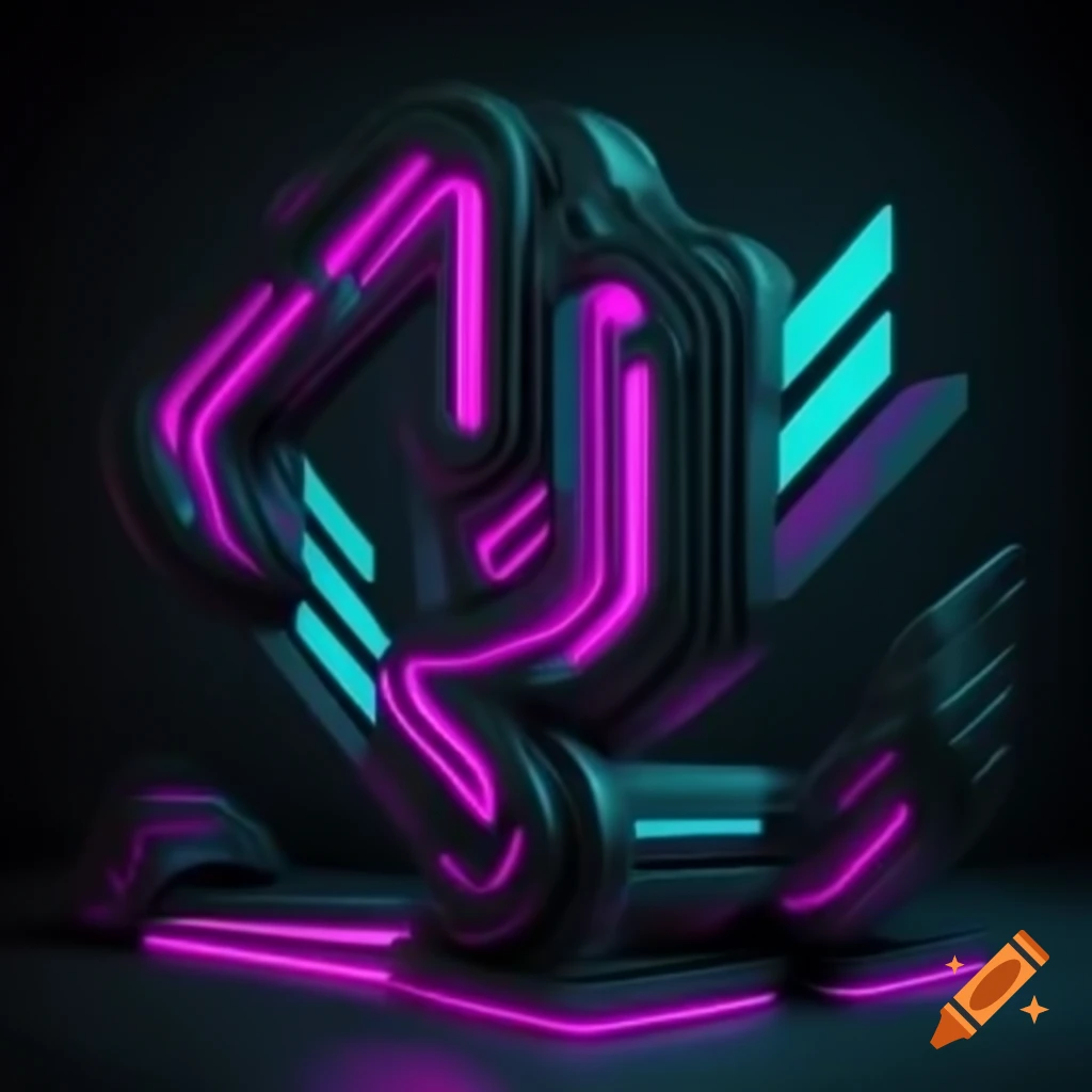 Futuristic cyberpunk design with neon lights and advanced technology