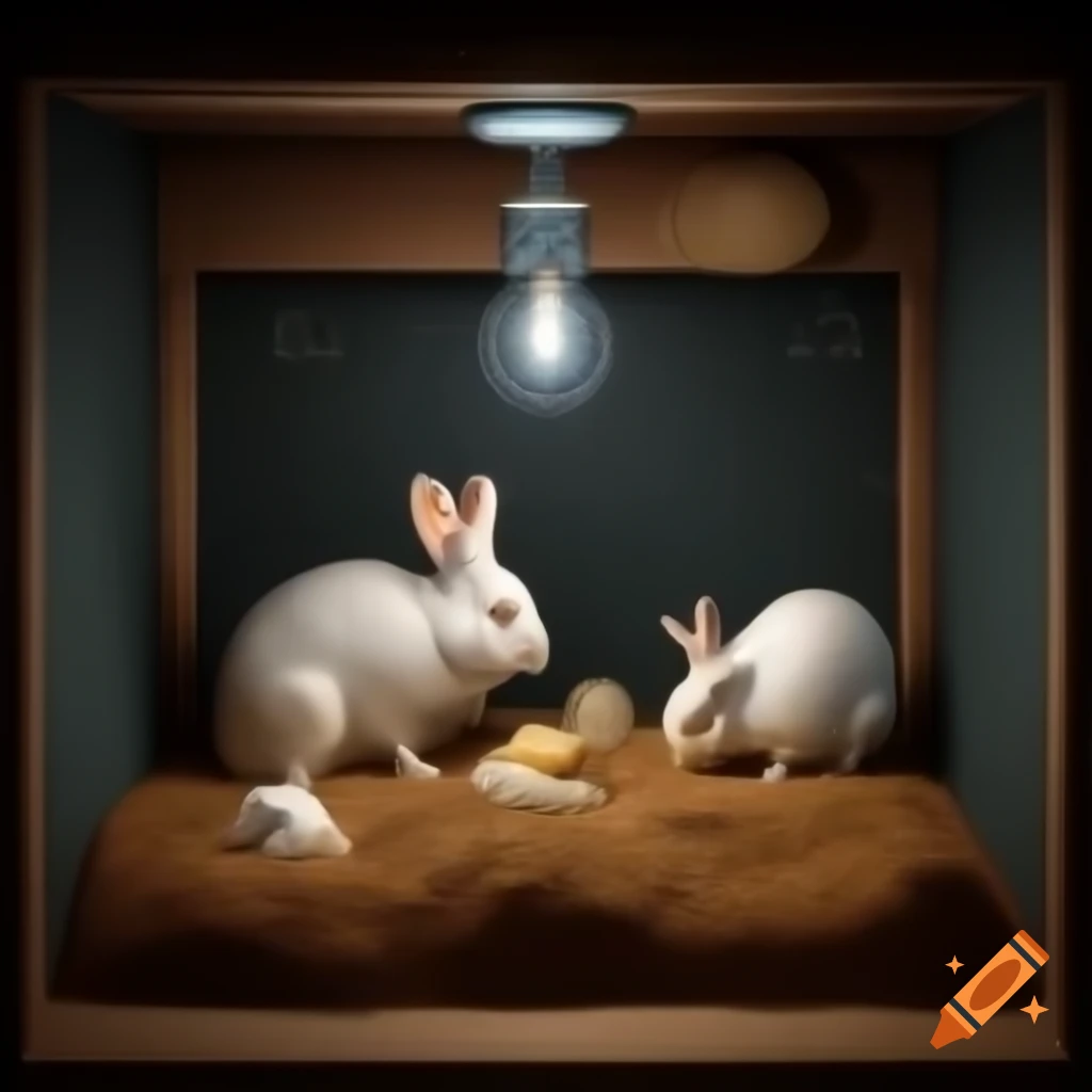 Diagram of experiment setup involving tuberculous rabbits in a cellar