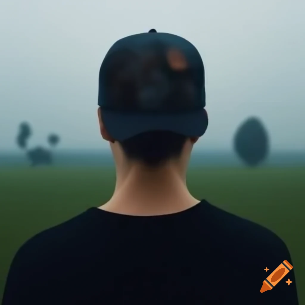 Mystical and hazy album art featuring a male figure in a baseball cap