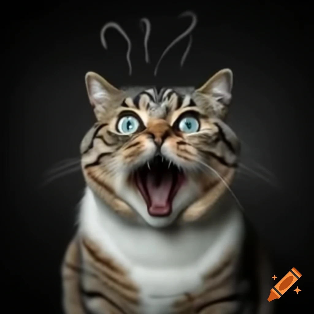 Cat with confused expression looking at owner