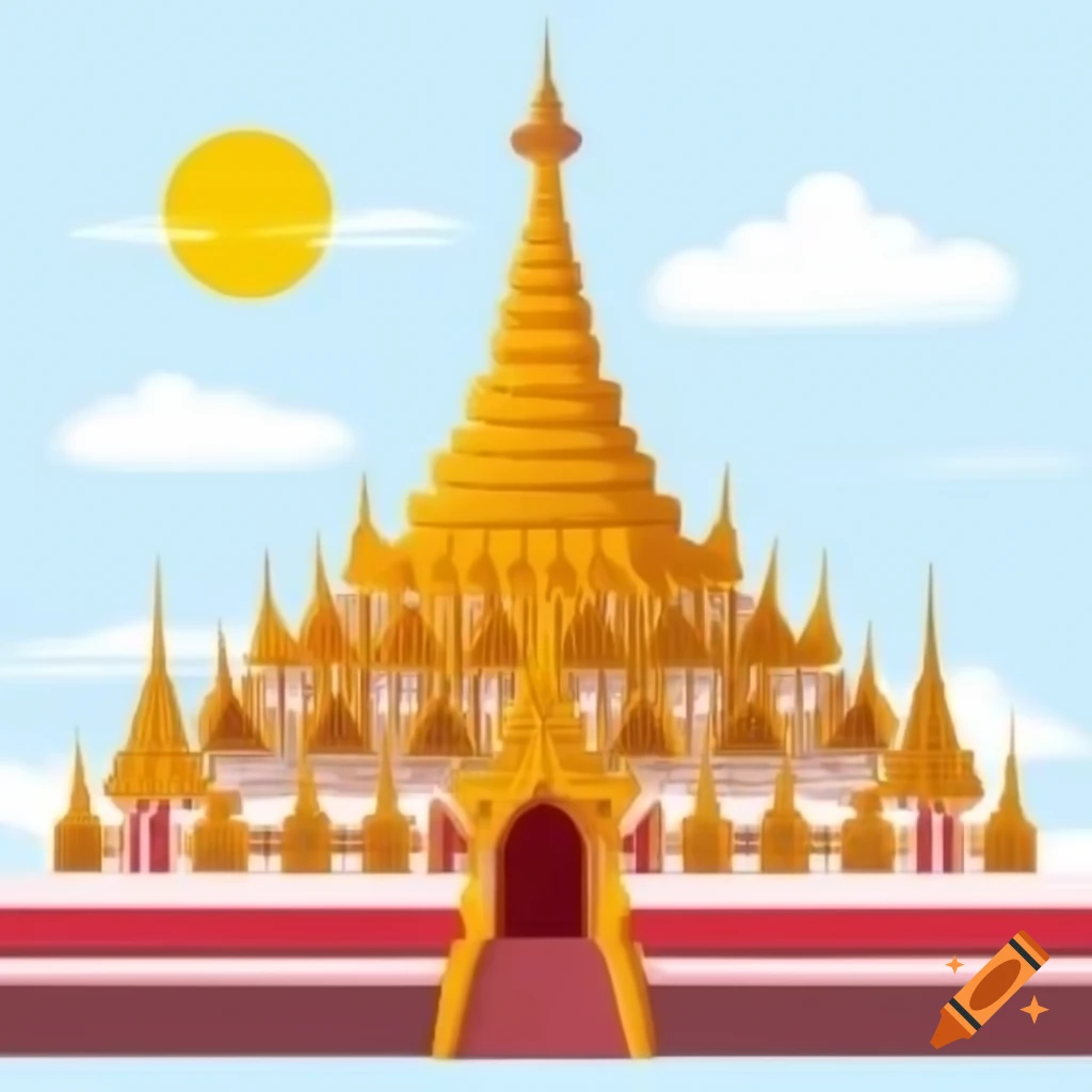 Flat illustration of Myanmar Pagoda temple