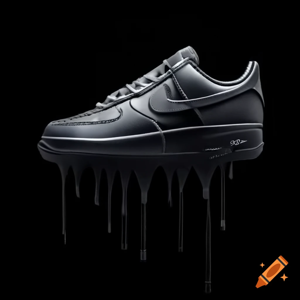 Nike Air Force sneakers covered in black substance
