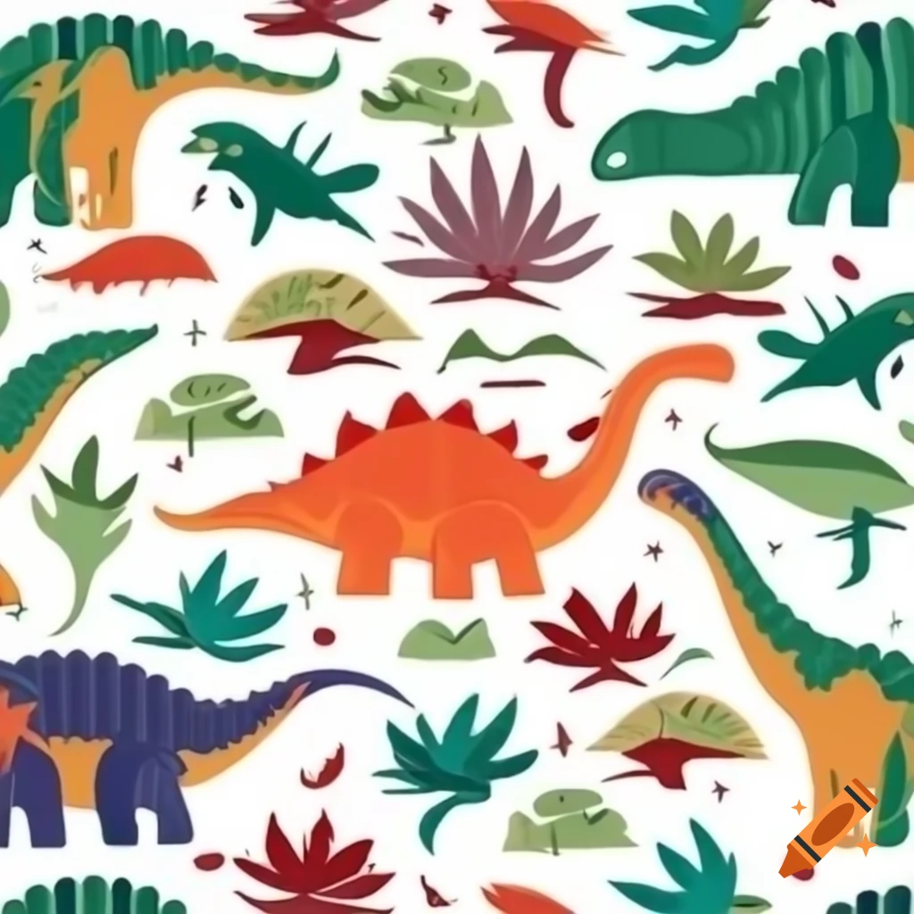 Colorful dinosaurs drawn like a child's artwork