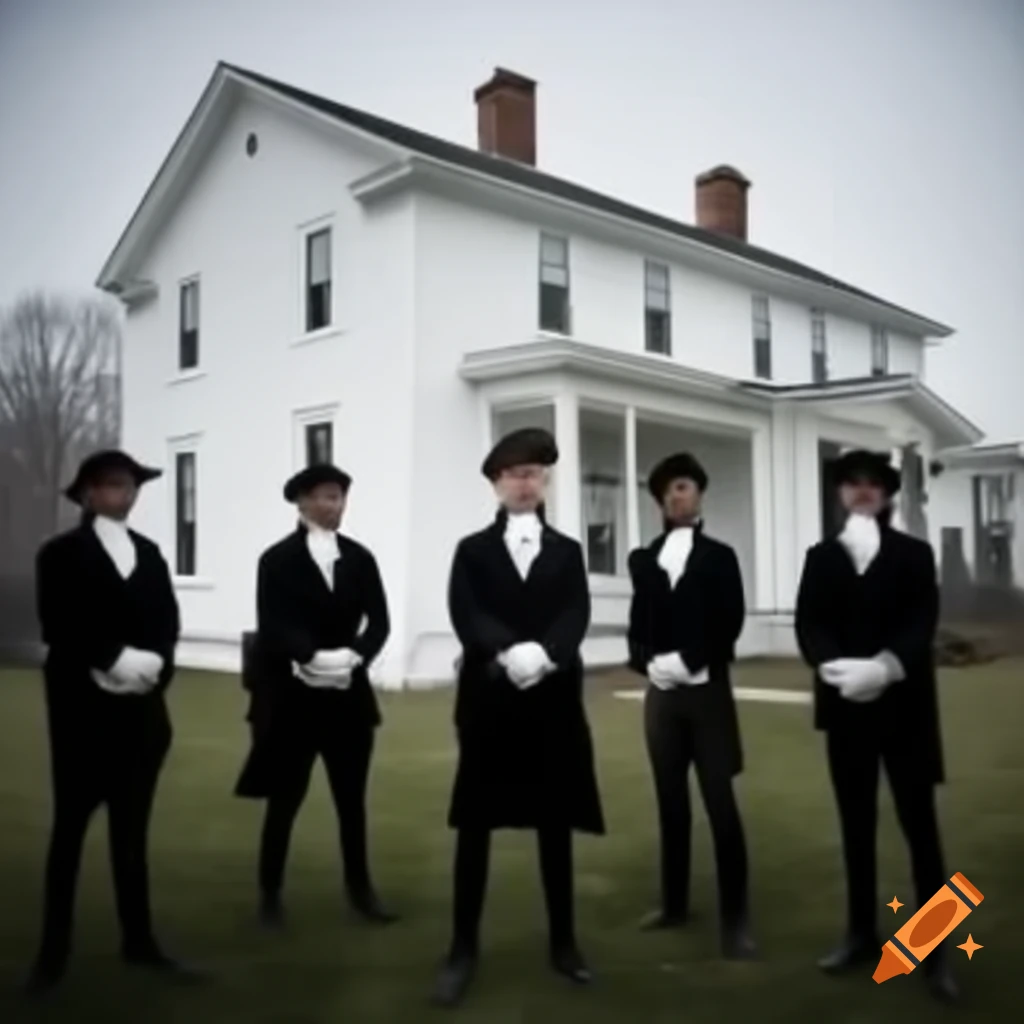 Historical depiction of elite men in 1770s USA