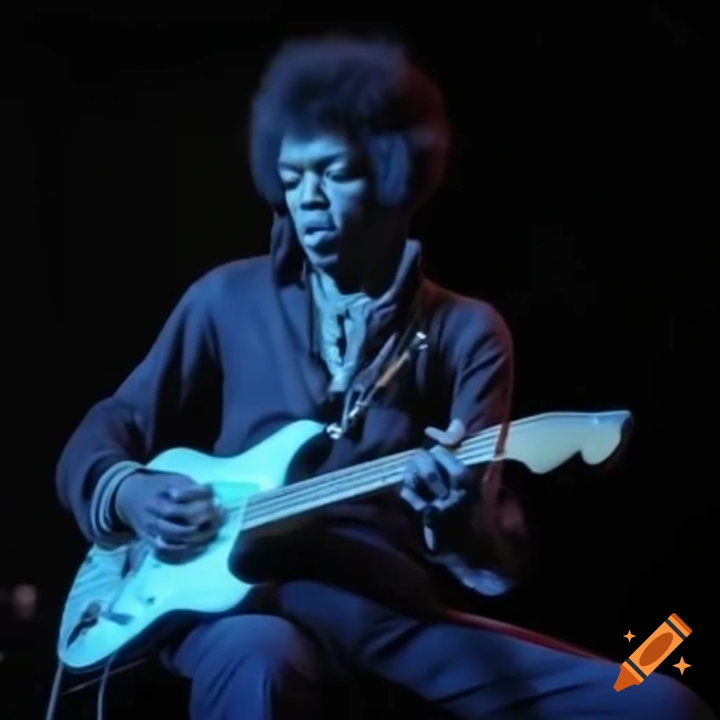 Bioluminescent Jimi Hendrix playing guitar