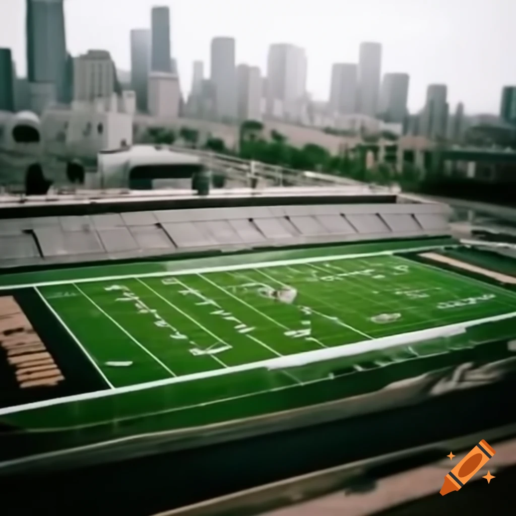 Football field located in an urban city setting