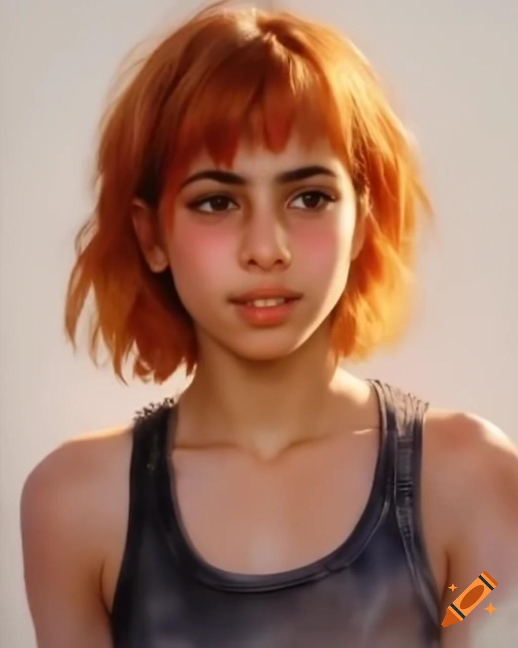 Yandere character skater with ginger hair in ravaged Gaza, ink and watercolor