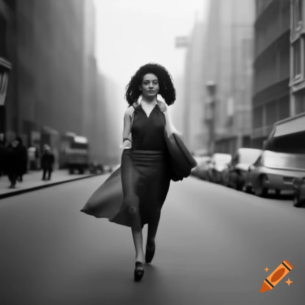 Woman walking in urban streets