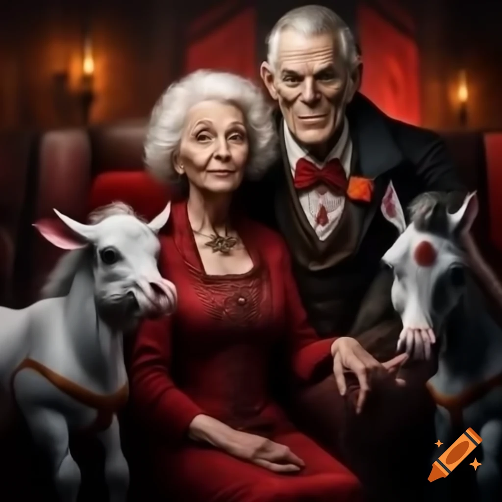Elderly woman with young vampire husband and a pet hippogriff