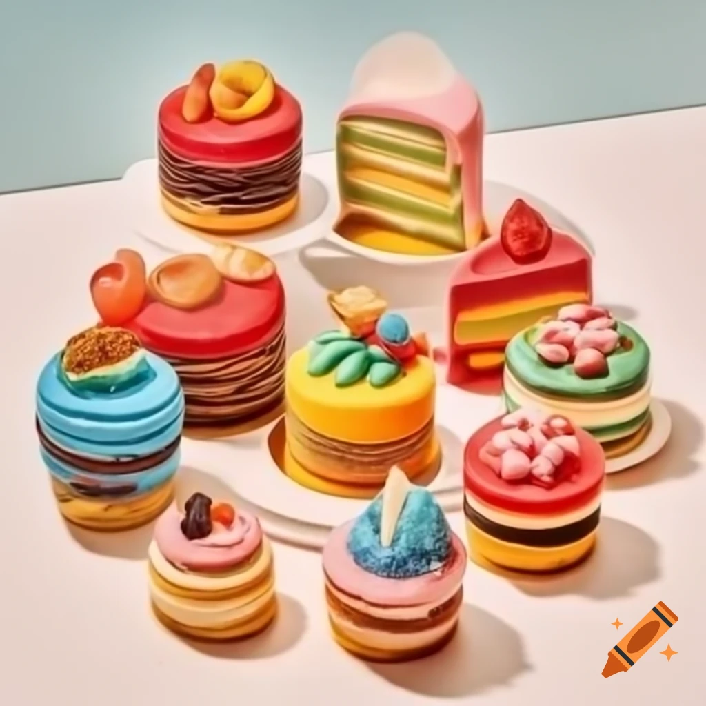 Colorful miniature cakes with inviting sweet scent