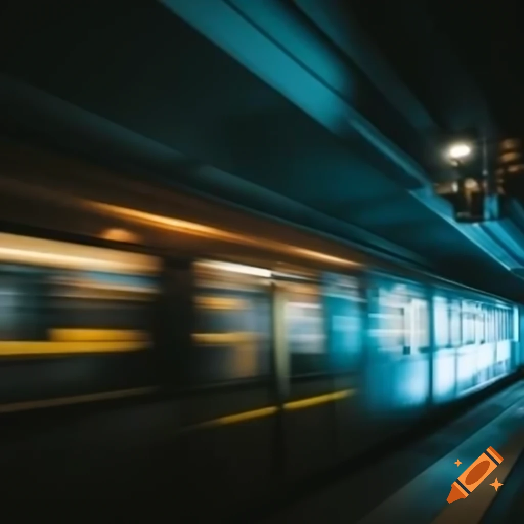 Train passing by with neon lights in Tokyo at night
