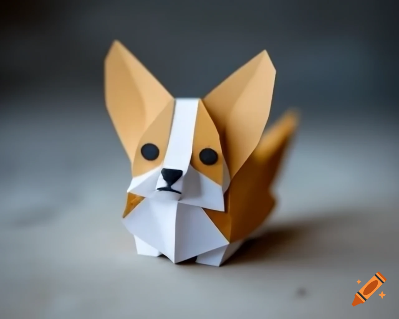 Adorable origami corgi crafted from paper