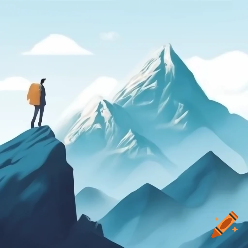 Man standing in the mountains illustration