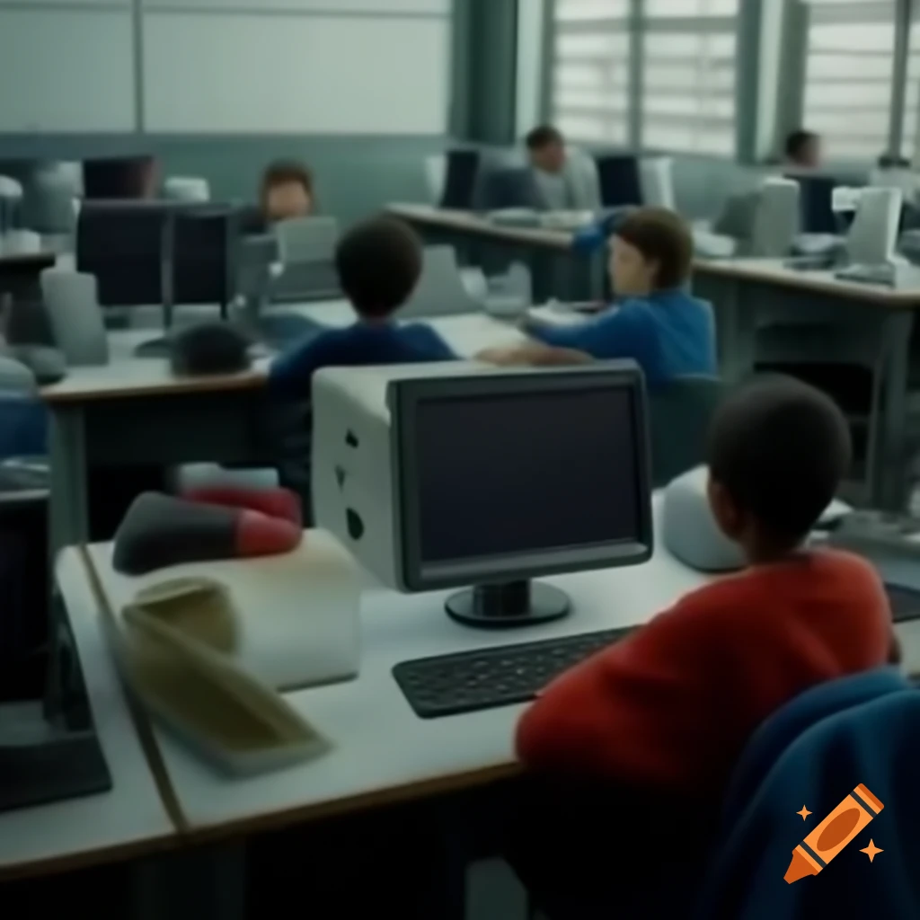 Students engaging with computers in a classroom setting