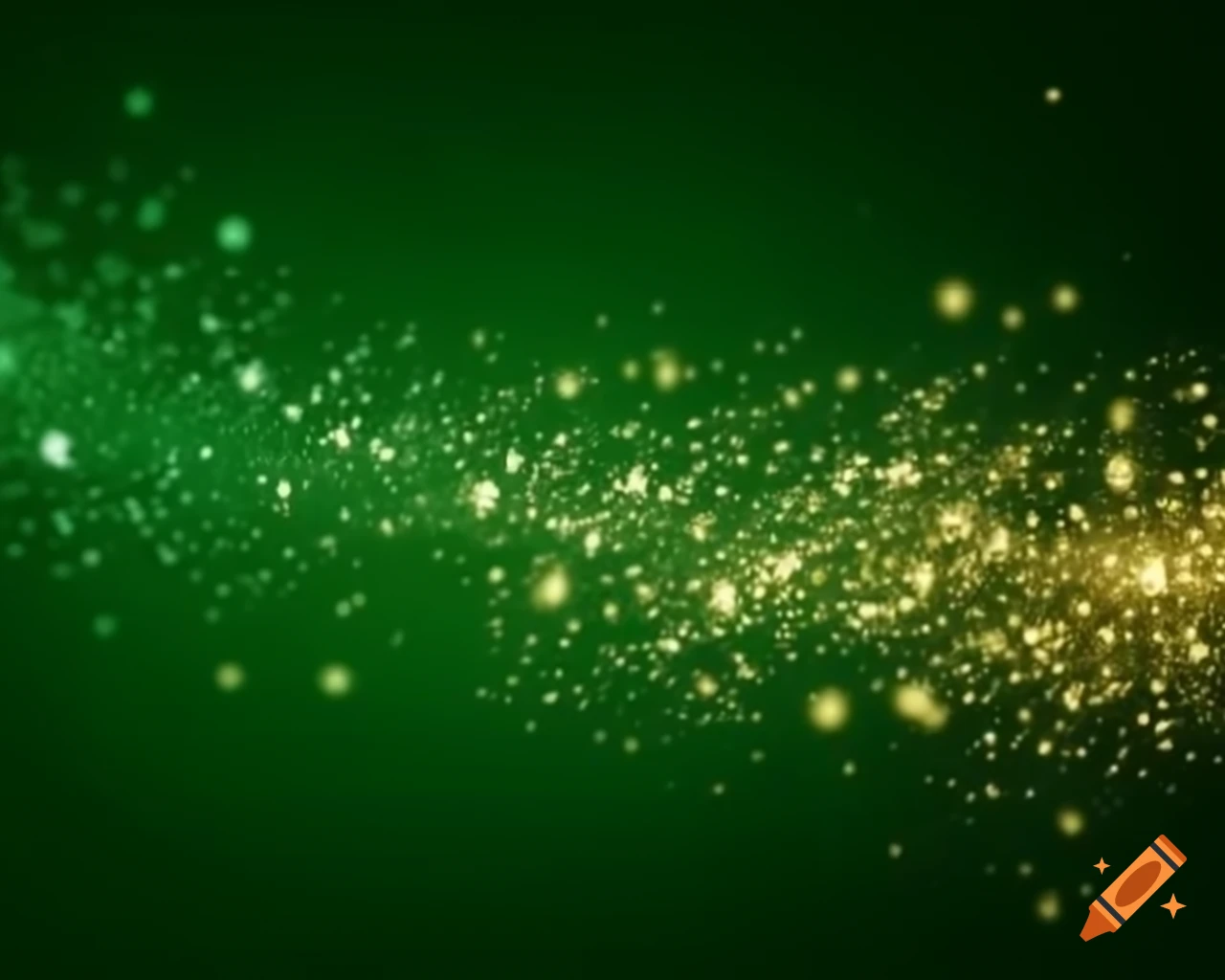 Sparkling green fairy dust with gold and silver highlights in storybook style