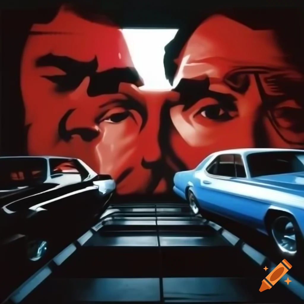 3D scene inspired by Andy Warhol's Fast and Furious style