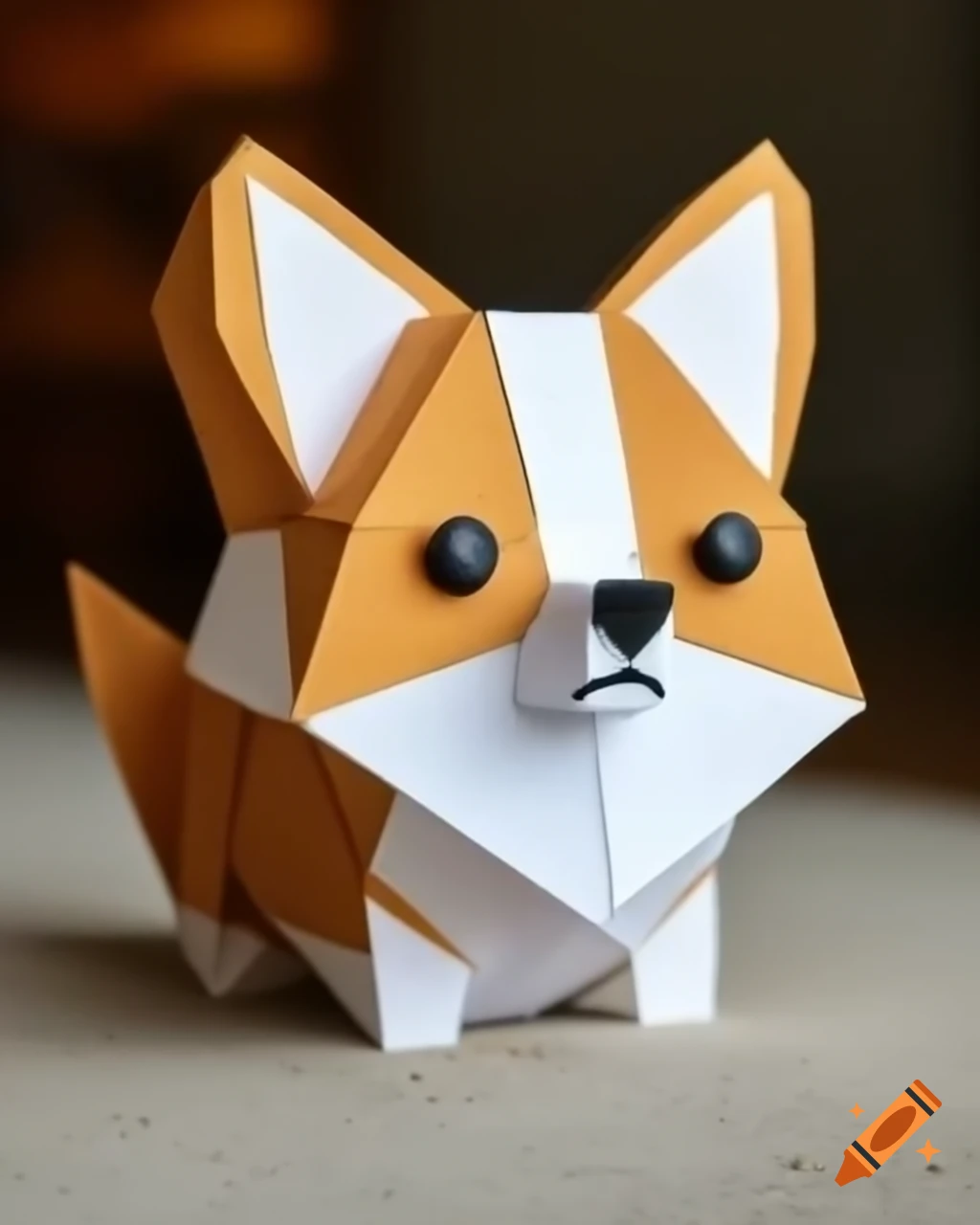 Adorable origami corgi, papercraft design