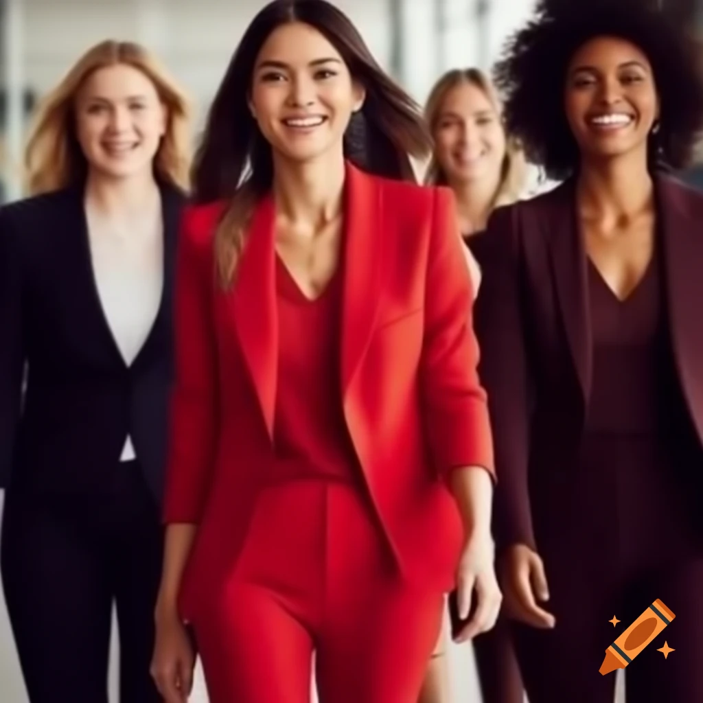 Modern businesswoman in a red suit