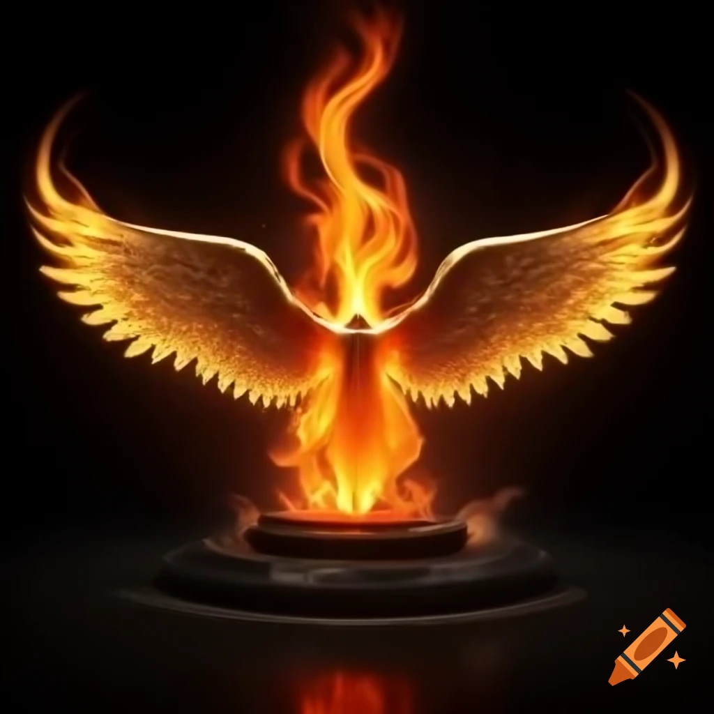 Bird with fiery wings and golden beak