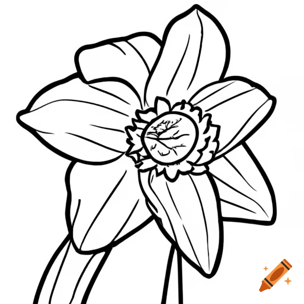 Coloring page of a daffodil flower