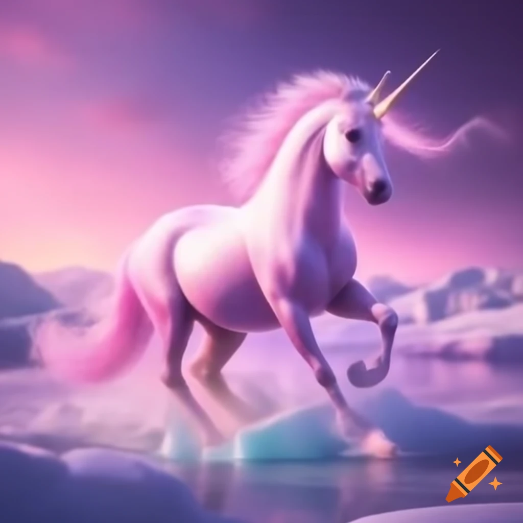 Realistic pink ice unicorn