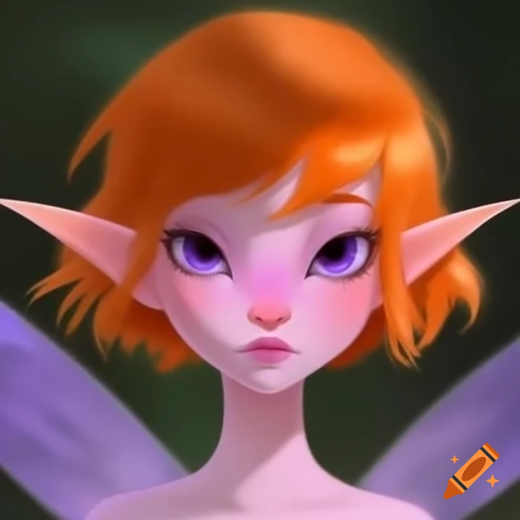 Female fairy with orange hair and one horn