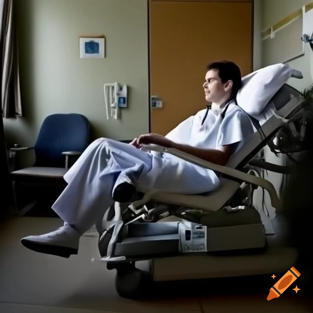 Young doctor relaxing in hospital break room on beach chair