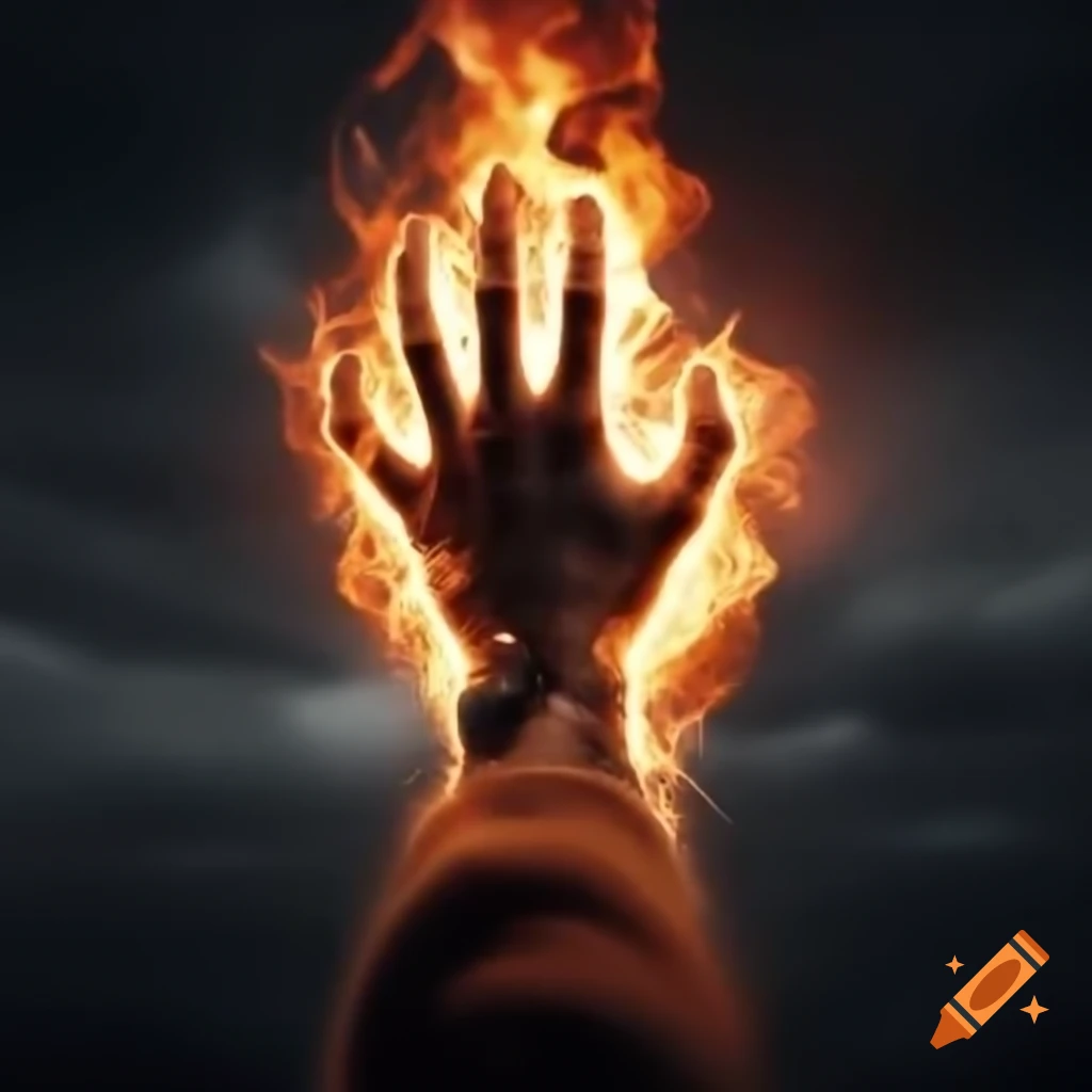 Hand manipulating fire, showcasing control over flames