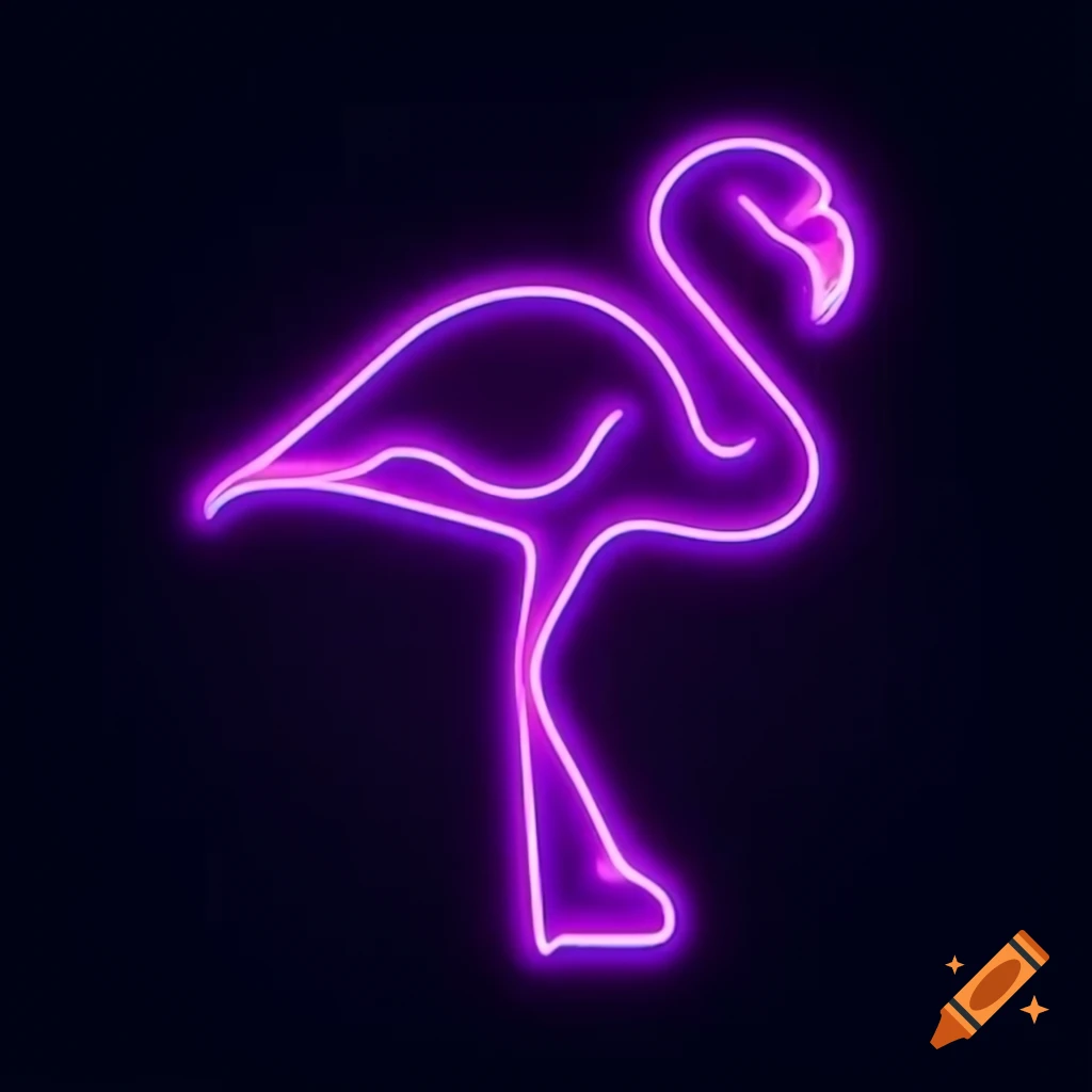 Neon flamingo design for widescreen monitor wallpaper