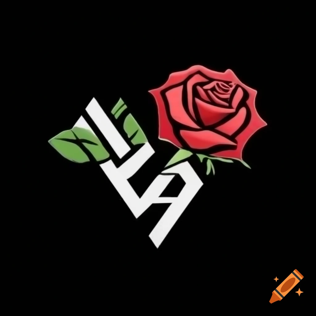 Logo featuring ashen colored rose and letters a and r on craiyon