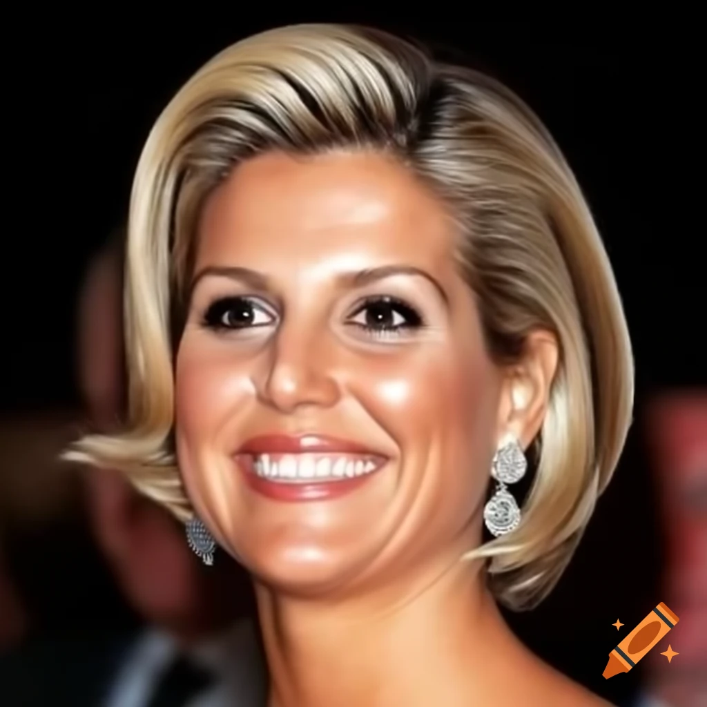 Queen Maxima showcasing a bold short pixie haircut, side and rear view