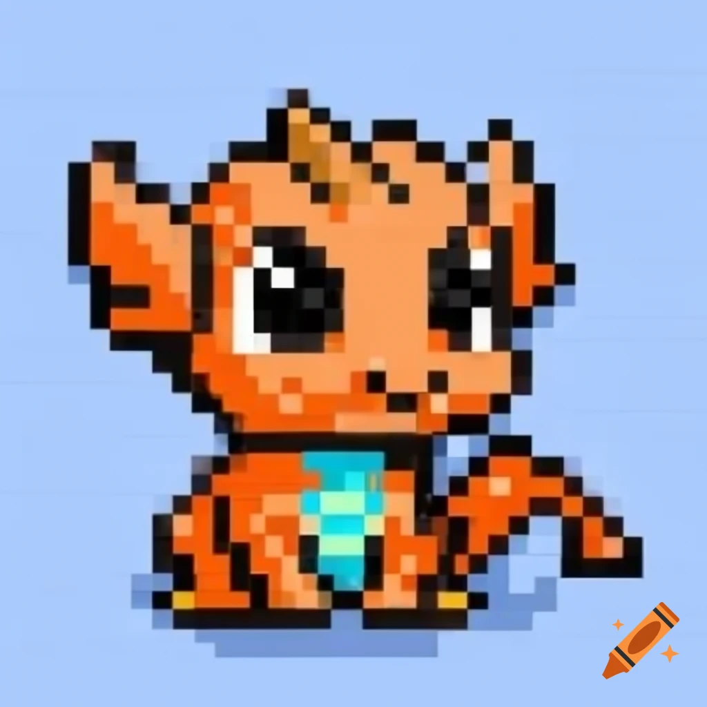 Pixel art of a baby rock dragon