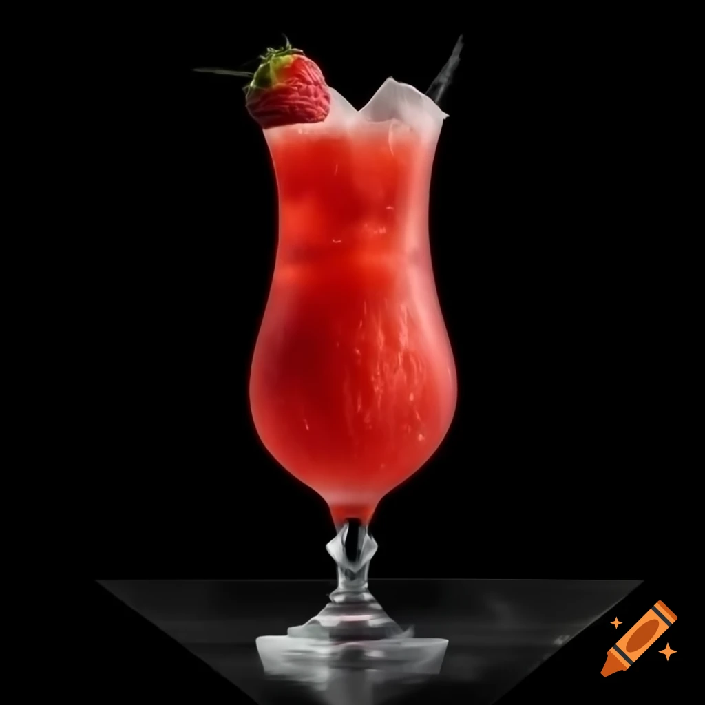 Frozen strawberry daiquiri drink against black background