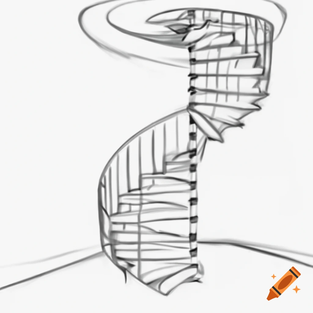 Detailed Sketch Of Spiral Staircase On Craiyon