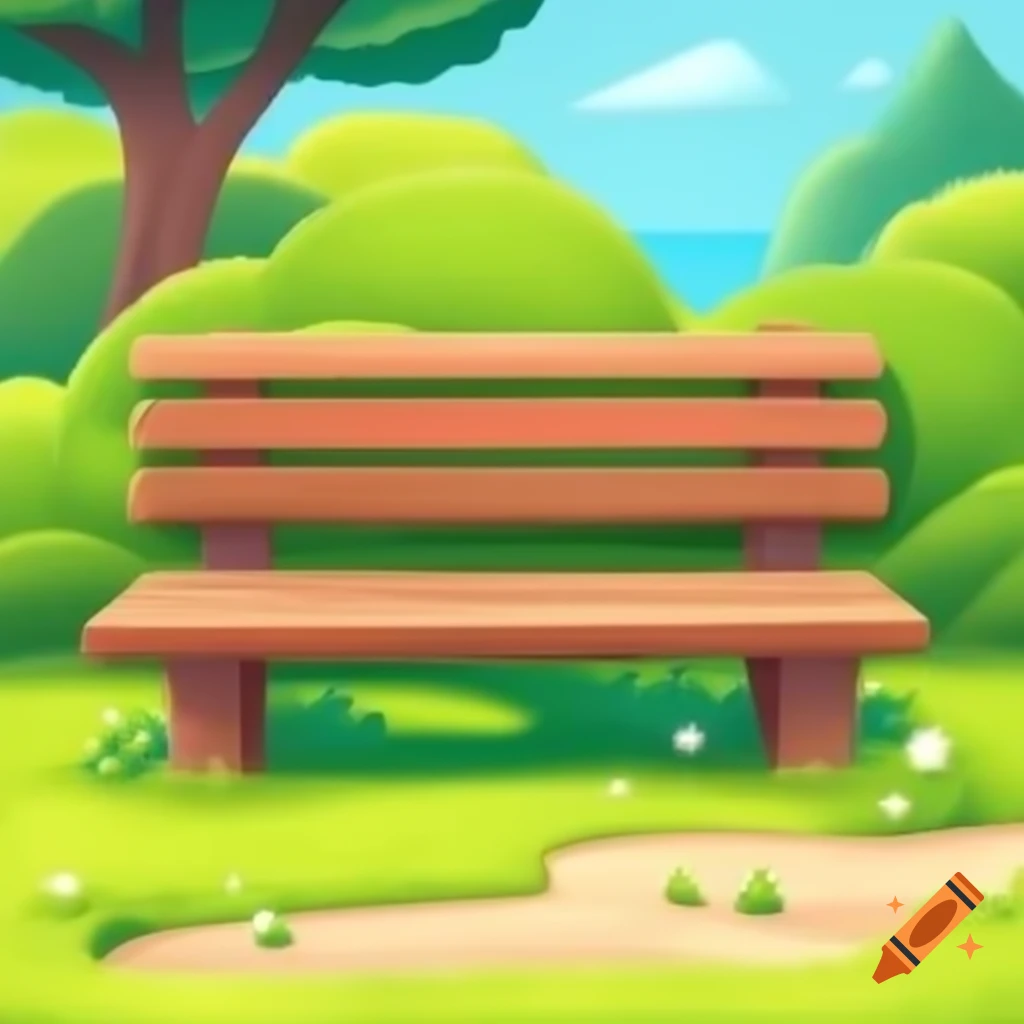 Cartoon illustration of a beautiful bench seat