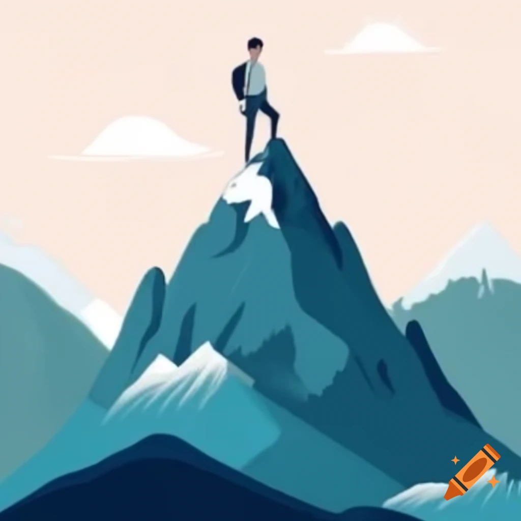Man standing in the mountains illustration