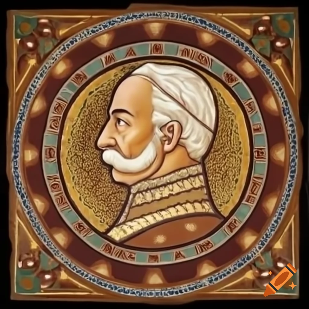 Intricate ancient floor mosaic featuring Tsar Ferdinand of Bulgaria