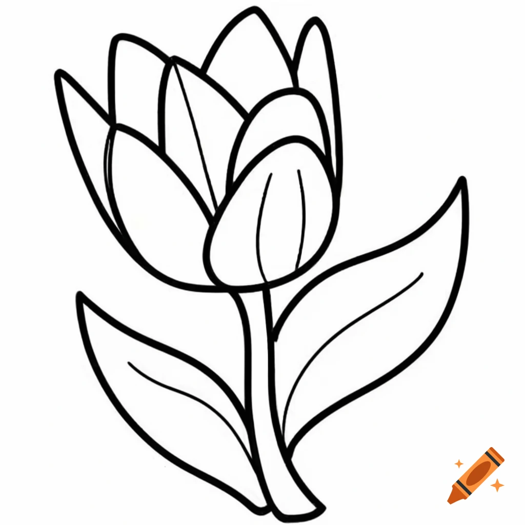 Tulip flower outline for coloring activity