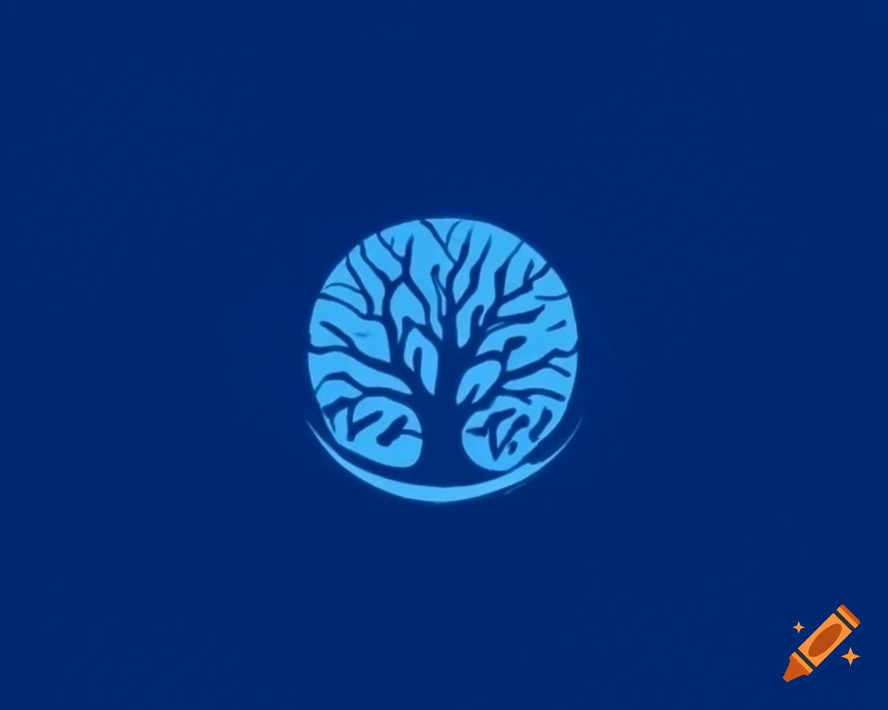 Stylized solid blue tree silhouette logo on white background
