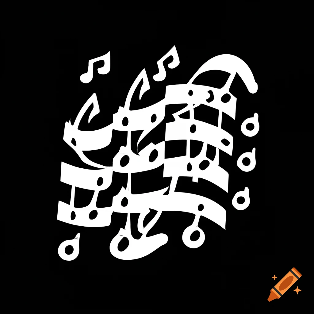 White music sheet on black background