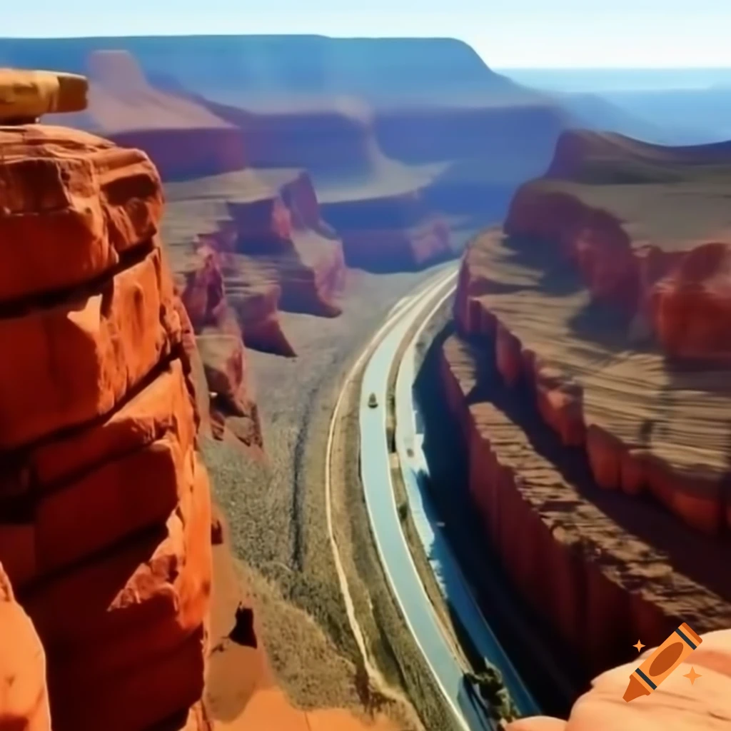 Grand Canyon landscape featuring a highway