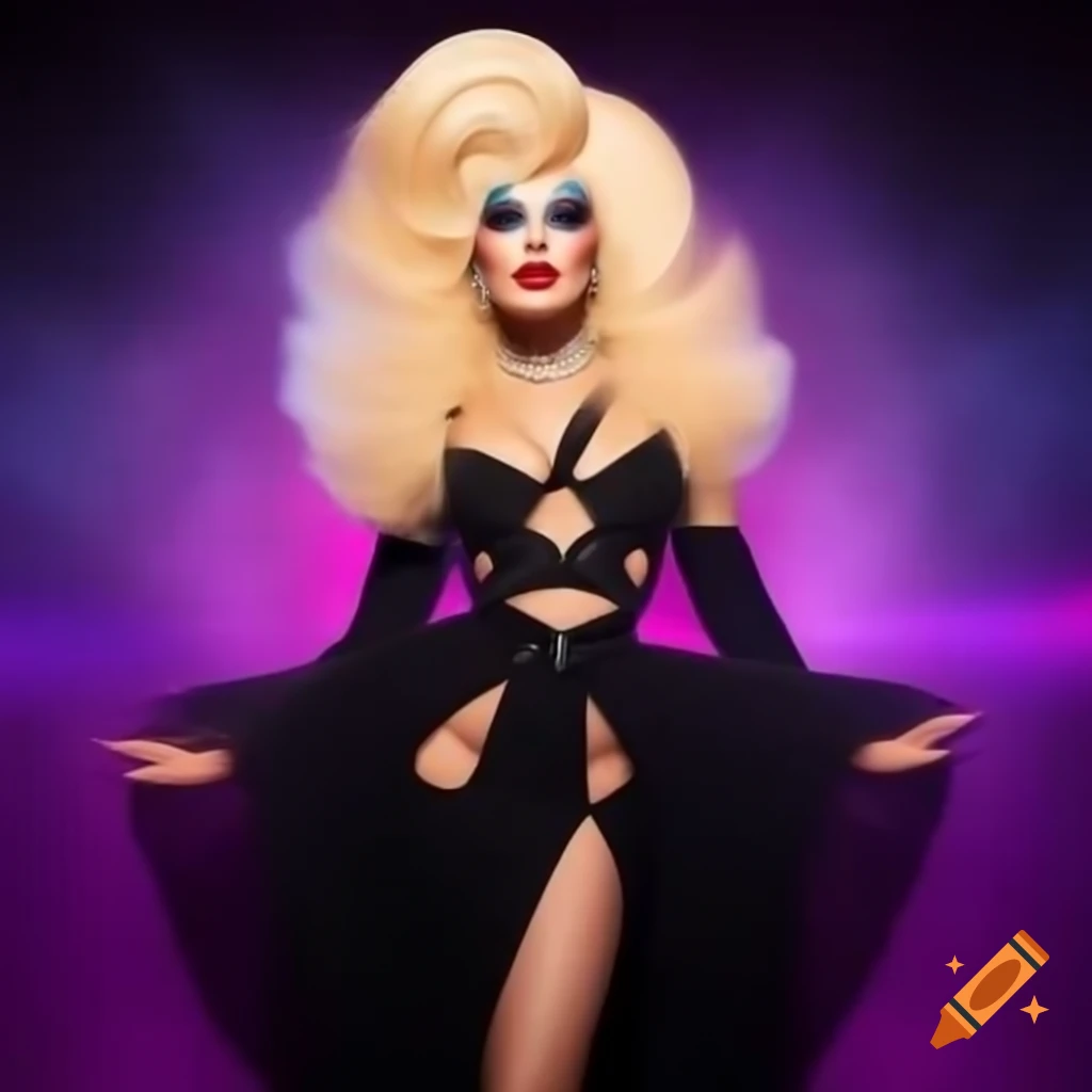 Stella Star in stunning black dress with star cutouts and celestial crown