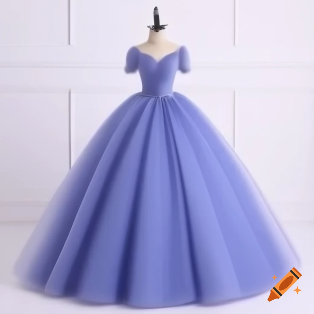 Cartoon princess ball gown front view on white background