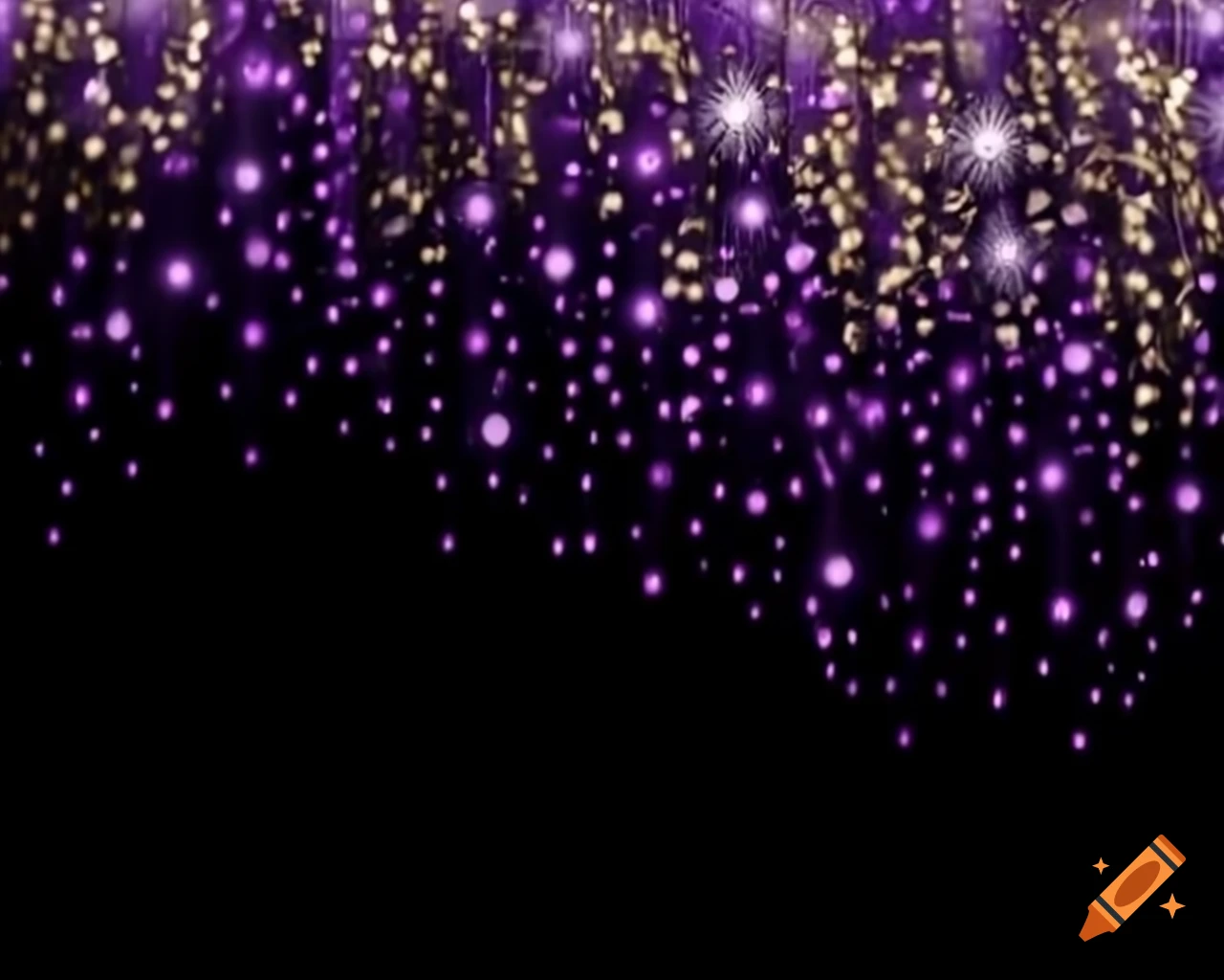 Sparkling purple fairy dust with gold and silver highlights in storybook style