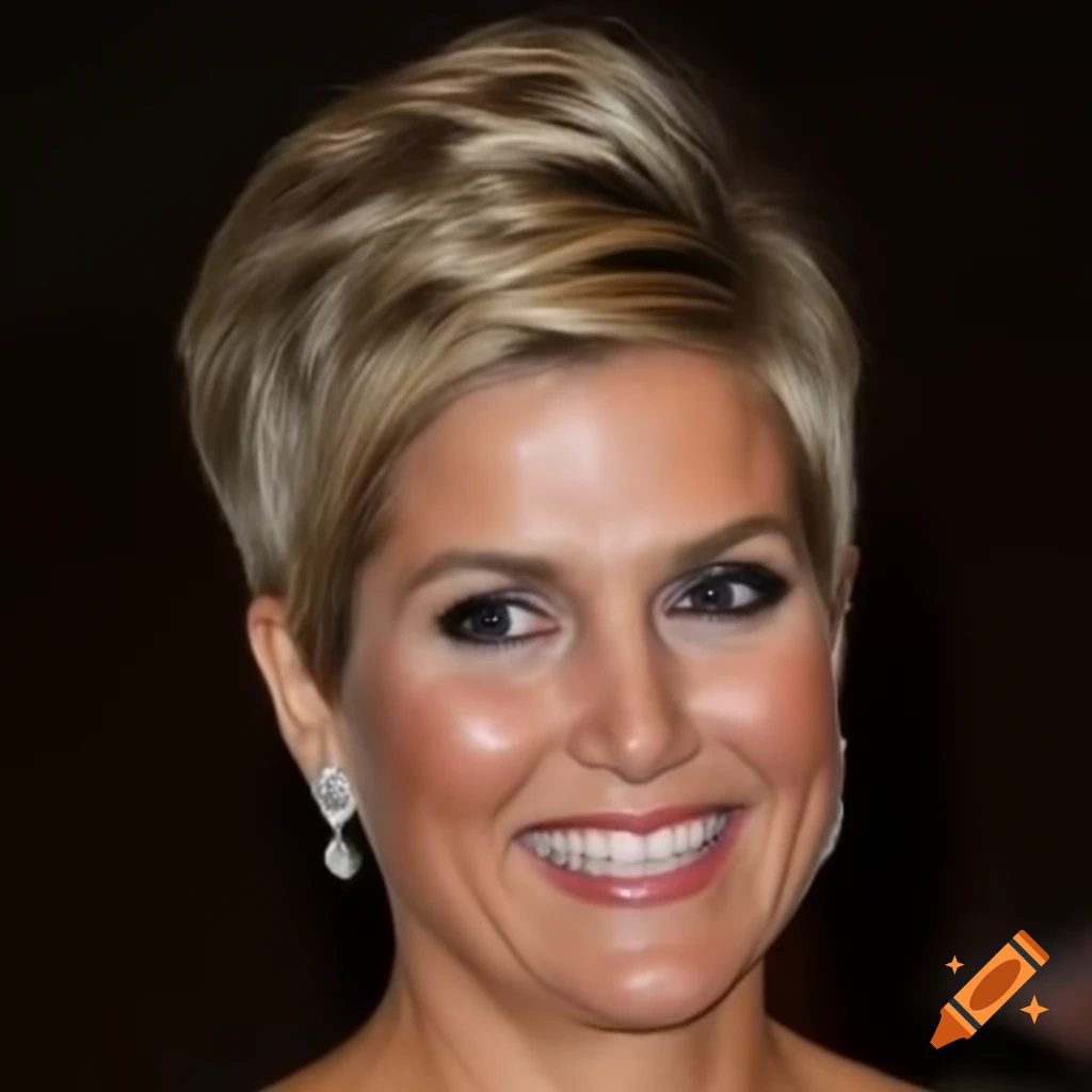 Queen Maxima showcasing a bold pixie cut highlighting her features
