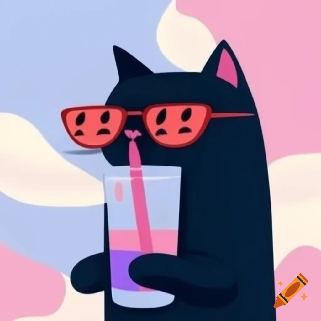 cartoon-art-of-black-cat-wearing-sunglasses-and-drinking-on-craiyon
