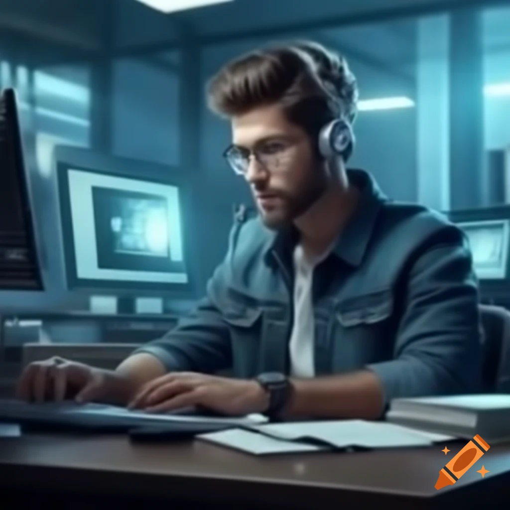 Student studying in front of computer