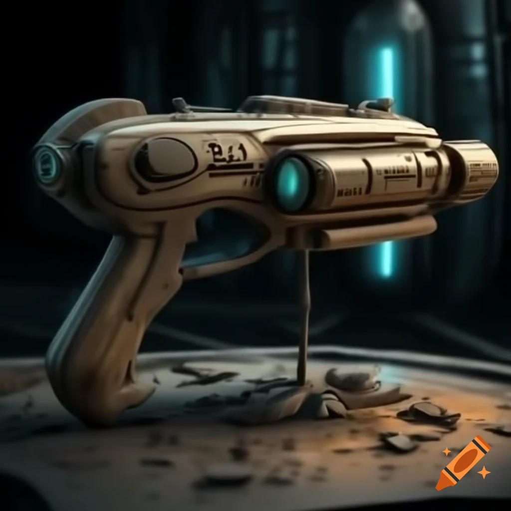 Futuristic portable CRT ray gun with rugged design inspired by District 9